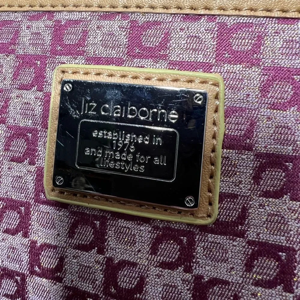 Liz Claiborne Randa luggage carry-on bag tote purple tan